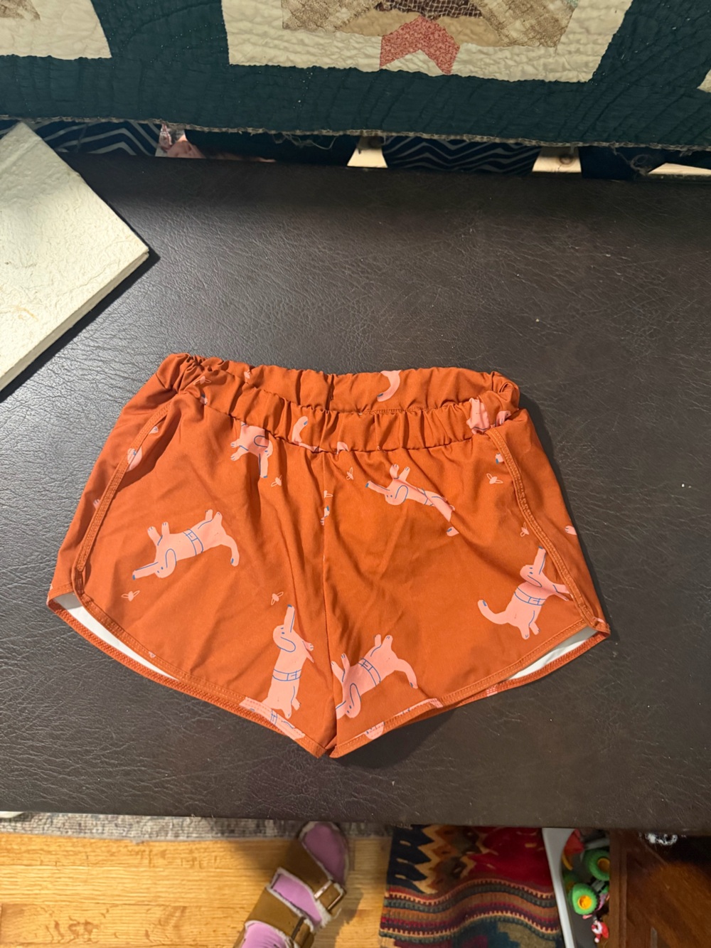 Bobo Choses Orange Shorts with Pink Dog Print